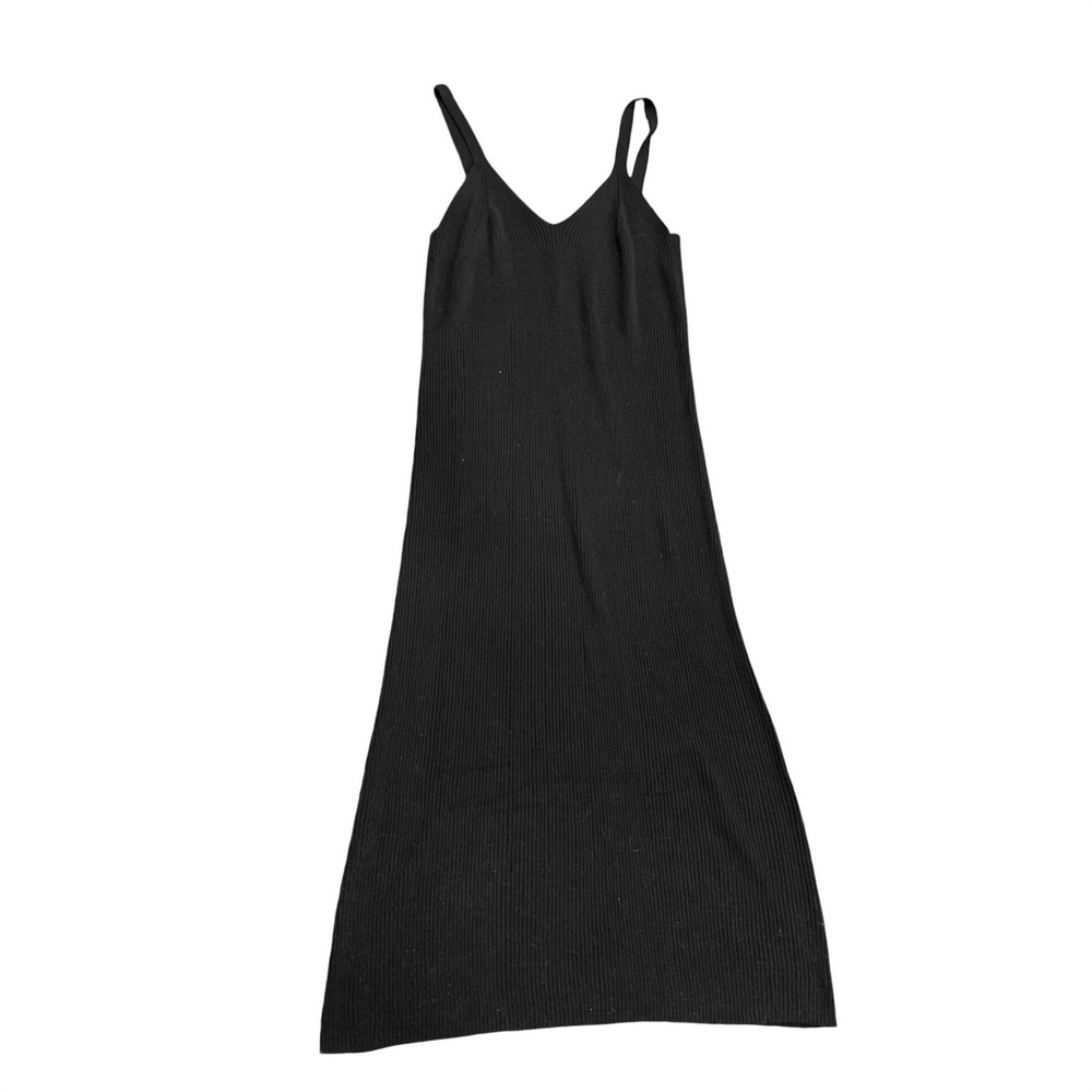 Z Supply Womens Black Ribbed Knit V-Neck Midi Dress Large NWT